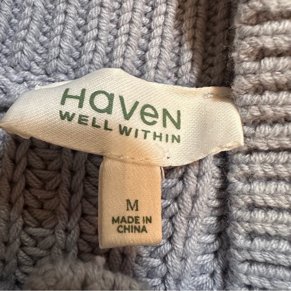Haven Well Within fisherman sweater featuring a button-up mock neck. Sz M (a1) - Picture 9 of 16